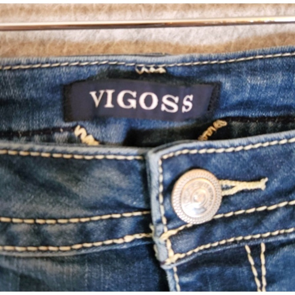 Vigoss Dublin Crop Straight Jeans Women's Size 11/12 Heritage Fit Thick Stitch - Picture 10 of 12